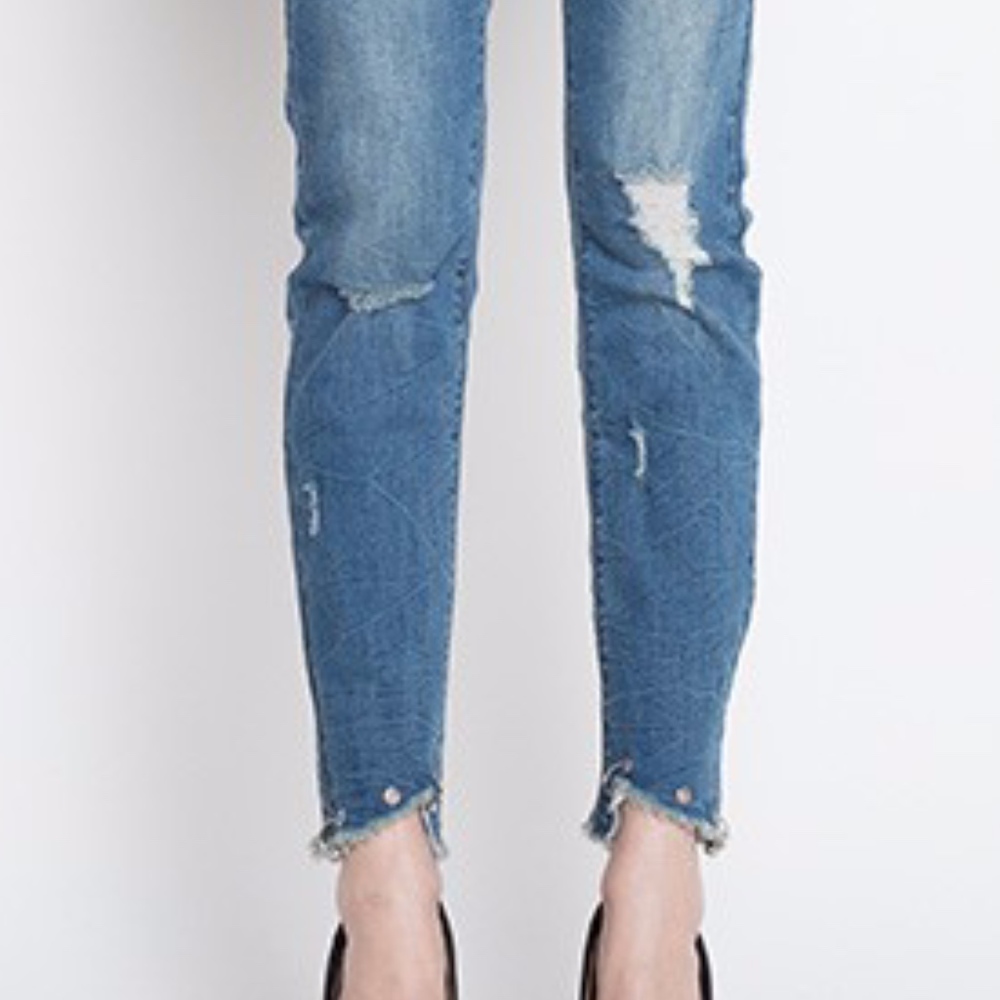 FLASH SALE! High Waisted Eyelet Detail Denim - Picture 3 of 8